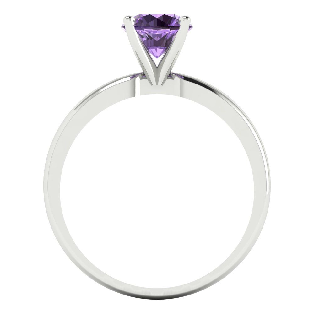 1 cttw Simulated Alexandrite Solitaire  Engagement Ring - Solid Gold (Round Cut,6.5mm)