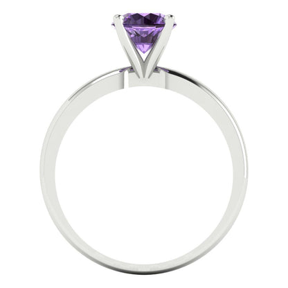 1 cttw Simulated Alexandrite Solitaire  Engagement Ring - Solid Gold (Round Cut,6.5mm)
