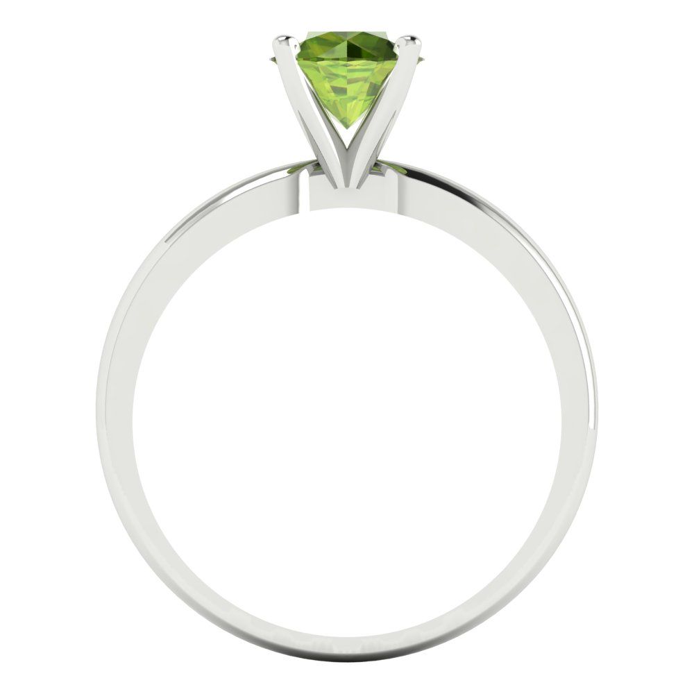 1 cttw Natural Peridot Solitaire  Engagement Ring - Solid Gold (Round Cut,6.5mm)