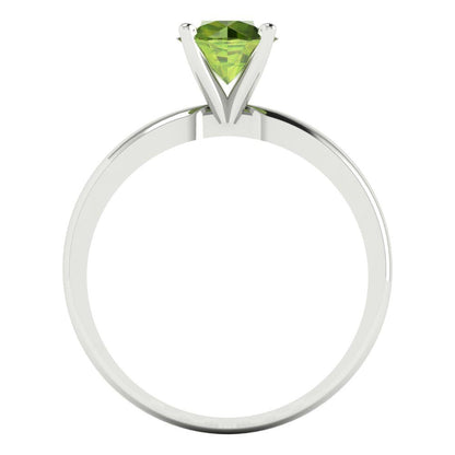 1 cttw Natural Peridot Solitaire  Engagement Ring - Solid Gold (Round Cut,6.5mm)