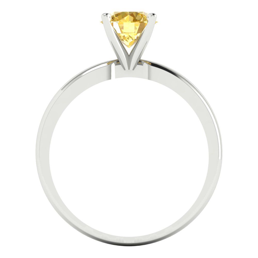 1 cttw Zirconia Simulated Yellow Diamond Solitaire  Engagement Ring - Solid Gold (VVS1, Round Cut,6.5mm)