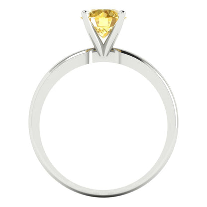 1 cttw Zirconia Simulated Yellow Diamond Solitaire  Engagement Ring - Solid Gold (VVS1, Round Cut,6.5mm)