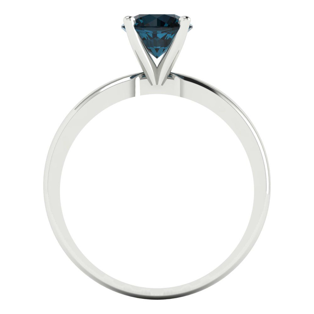 1 cttw Natural London Blue Topaz Solitaire  Engagement Ring - Solid Gold (Round Cut,6.5mm)