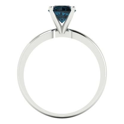 1 cttw Natural London Blue Topaz Solitaire  Engagement Ring - Solid Gold (Round Cut,6.5mm)