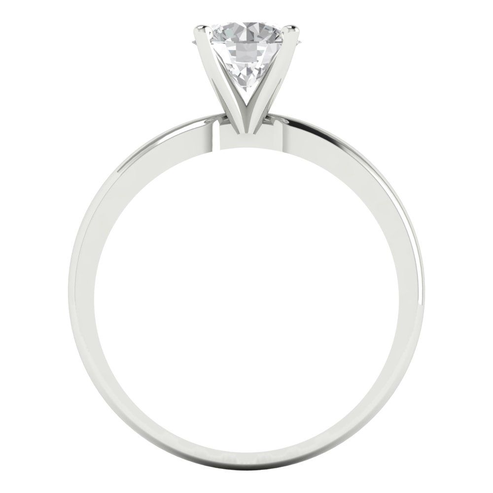1 cttw White Sapphire Solitaire  Engagement Ring - Solid Gold (Round Cut,6.5mm)