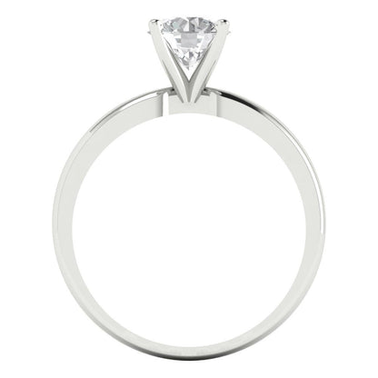 1 cttw White Sapphire Solitaire  Engagement Ring - Solid Gold (Round Cut,6.5mm)