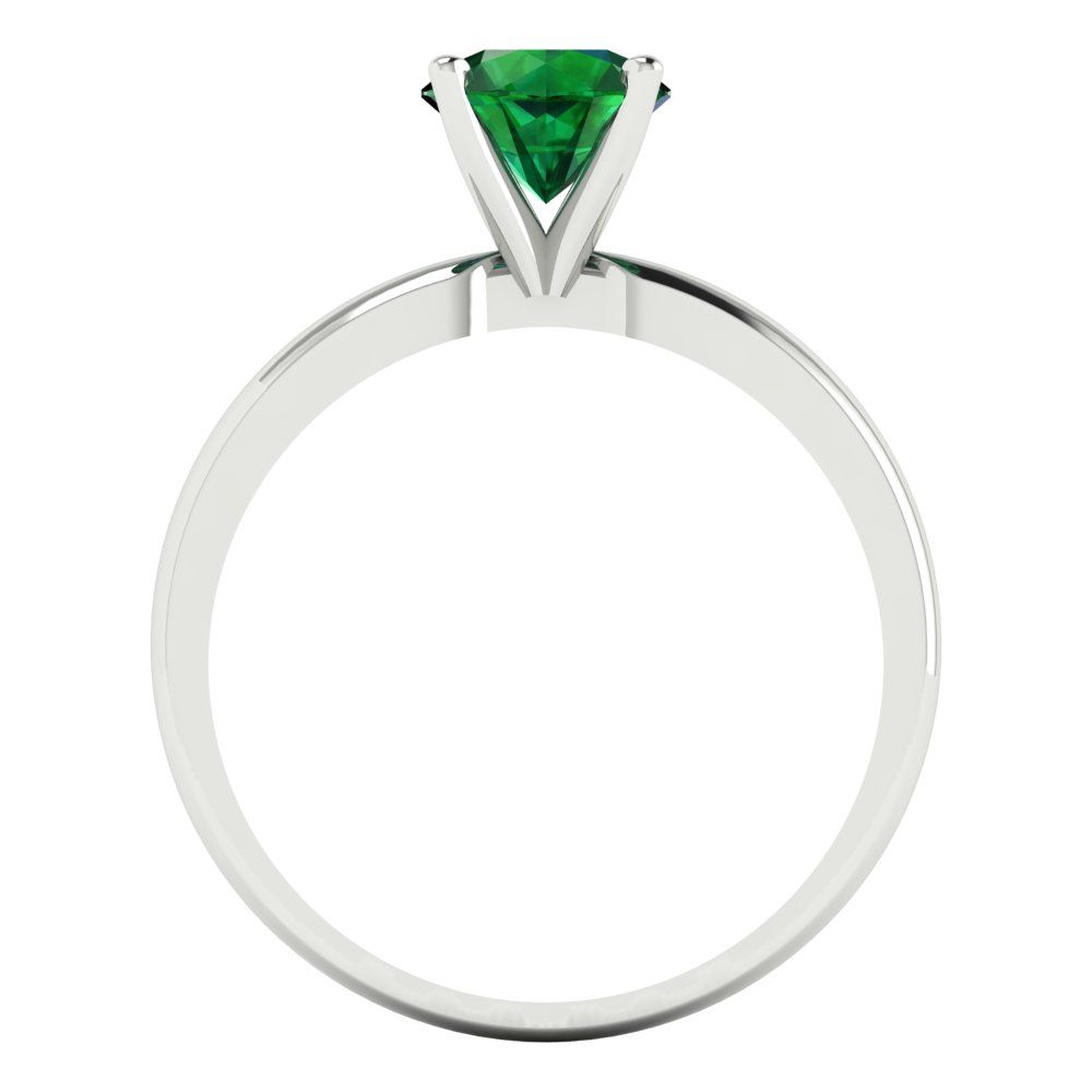 1 cttw Simulated Emerald Solitaire  Engagement Ring - Solid Gold (Round Cut,6.5mm)