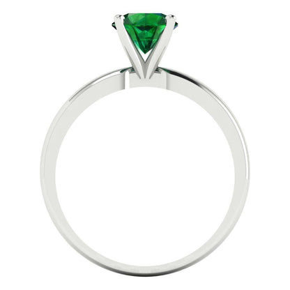 1 cttw Simulated Emerald Solitaire  Engagement Ring - Solid Gold (Round Cut,6.5mm)