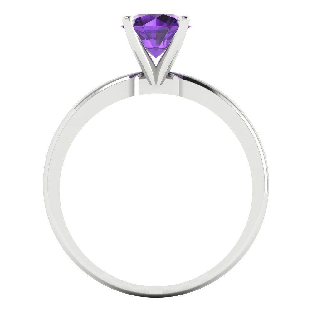 1 cttw Natural Amethyst Solitaire  Engagement Ring - Solid Gold (Round Cut,6.5mm)
