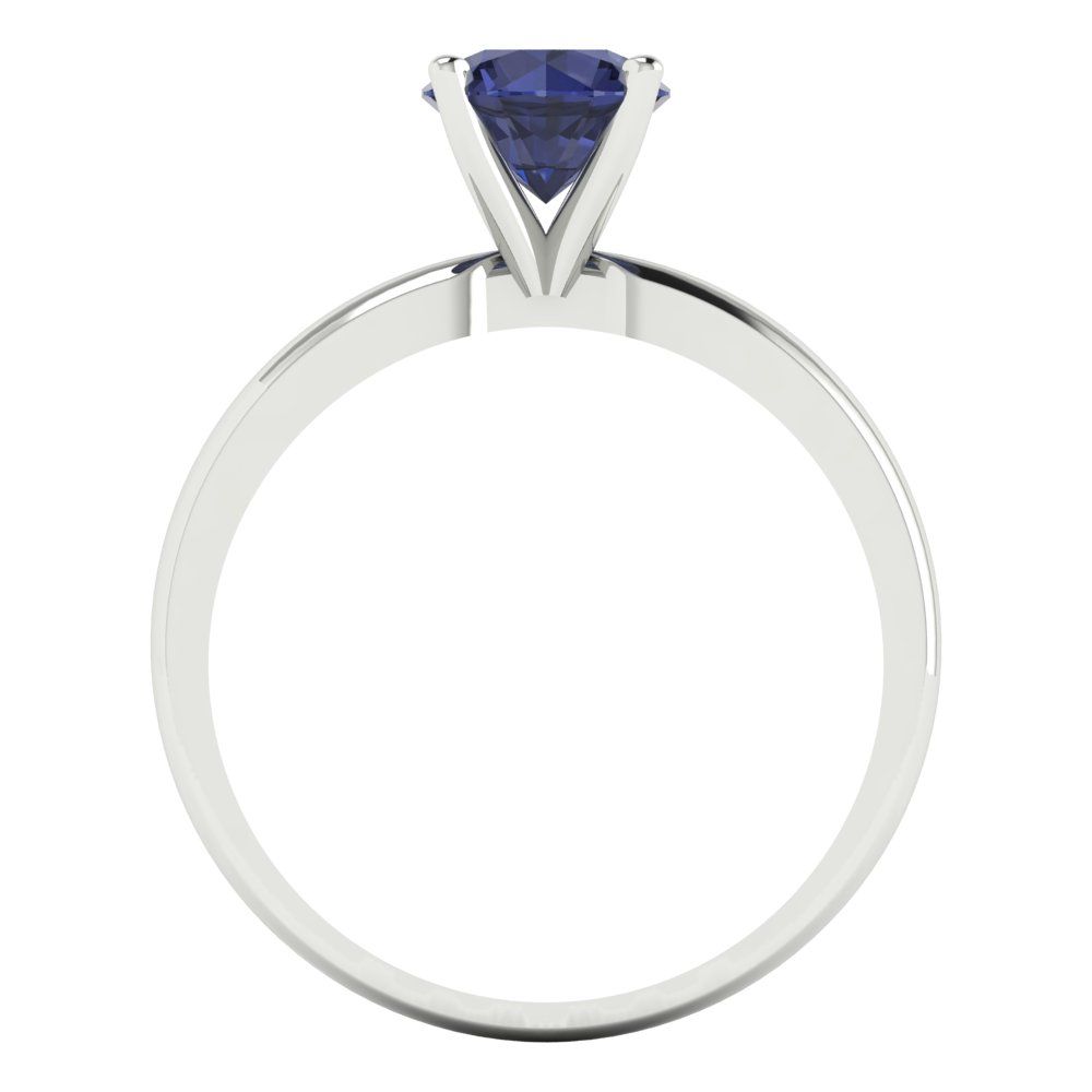 1 cttw Simulated Blue Sapphire Solitaire  Engagement Ring - Solid Gold (Round Cut,6.5mm)