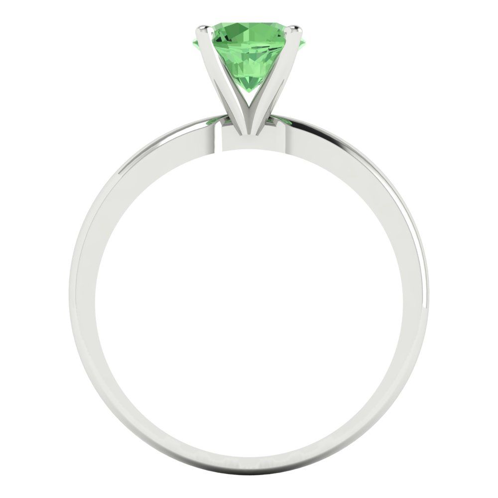 1 cttw Zirconia Simulated Green Diamond Solitaire  Engagement Ring - Solid Gold (VVS1, Round Cut,6.5mm)
