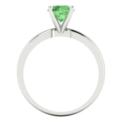 1 cttw Zirconia Simulated Green Diamond Solitaire  Engagement Ring - Solid Gold (VVS1, Round Cut,6.5mm)