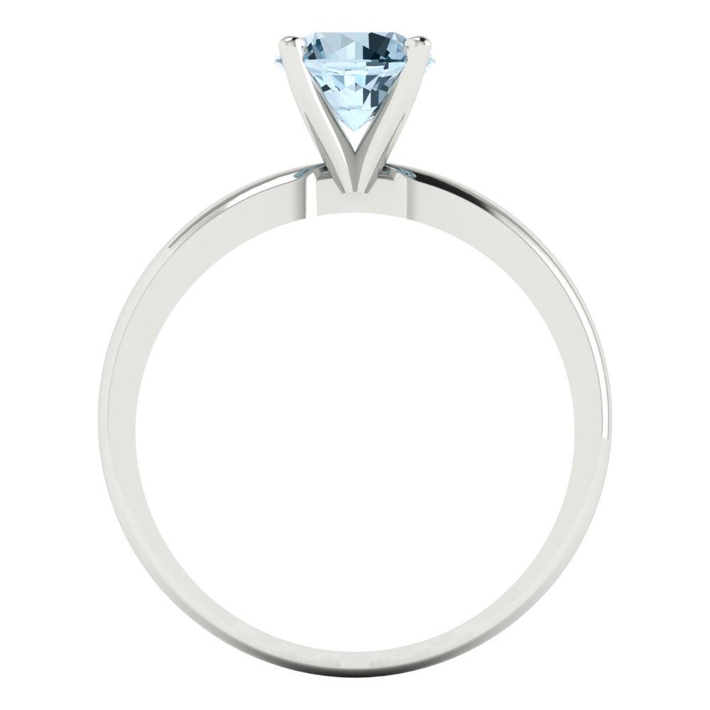 1 cttw Natural Sky Blue Topaz Solitaire  Engagement Ring - Solid Gold (Round Cut,6.5mm)