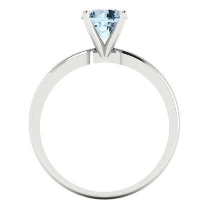 1 cttw Natural Sky Blue Topaz Solitaire  Engagement Ring - Solid Gold (Round Cut,6.5mm)