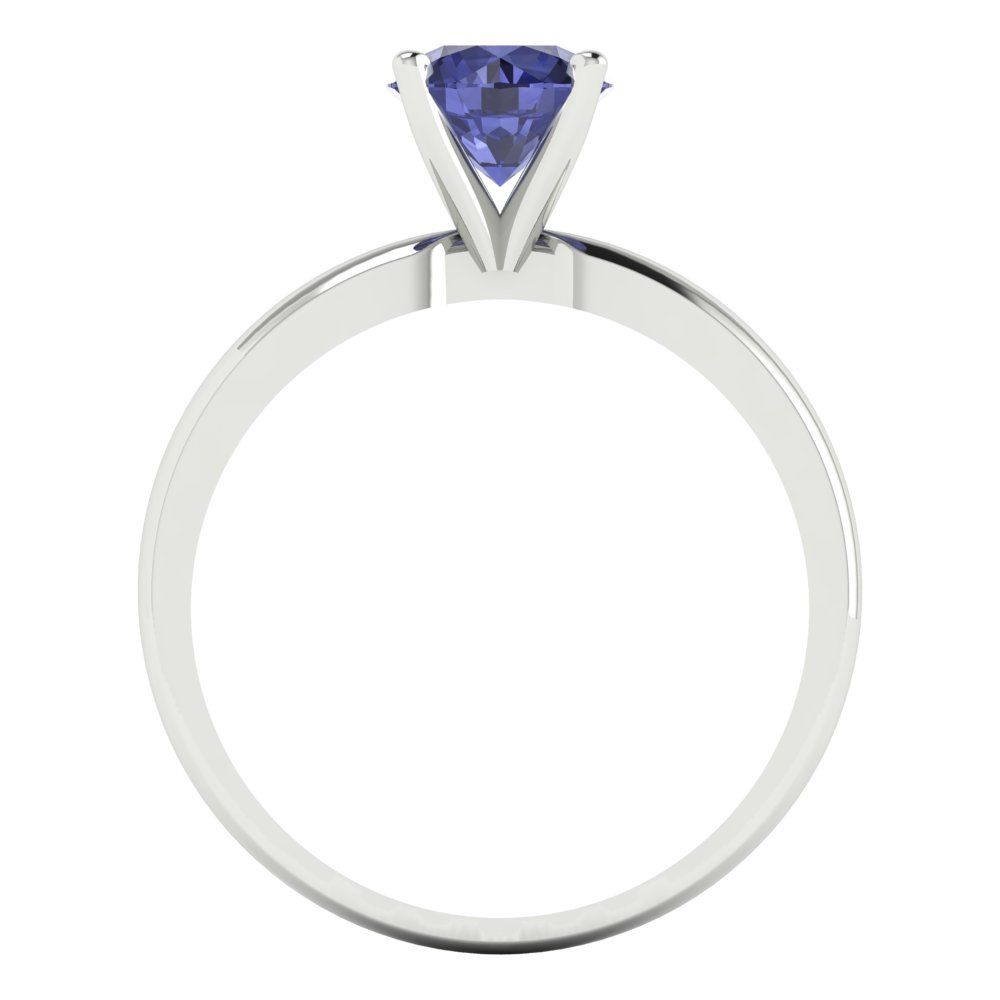 1 cttw Simulated Tanzanite Solitaire  Engagement Ring - Solid Gold (Round Cut,6.5mm)