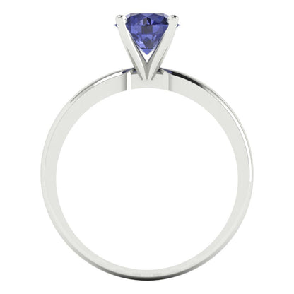 1 cttw Simulated Tanzanite Solitaire  Engagement Ring - Solid Gold (Round Cut,6.5mm)