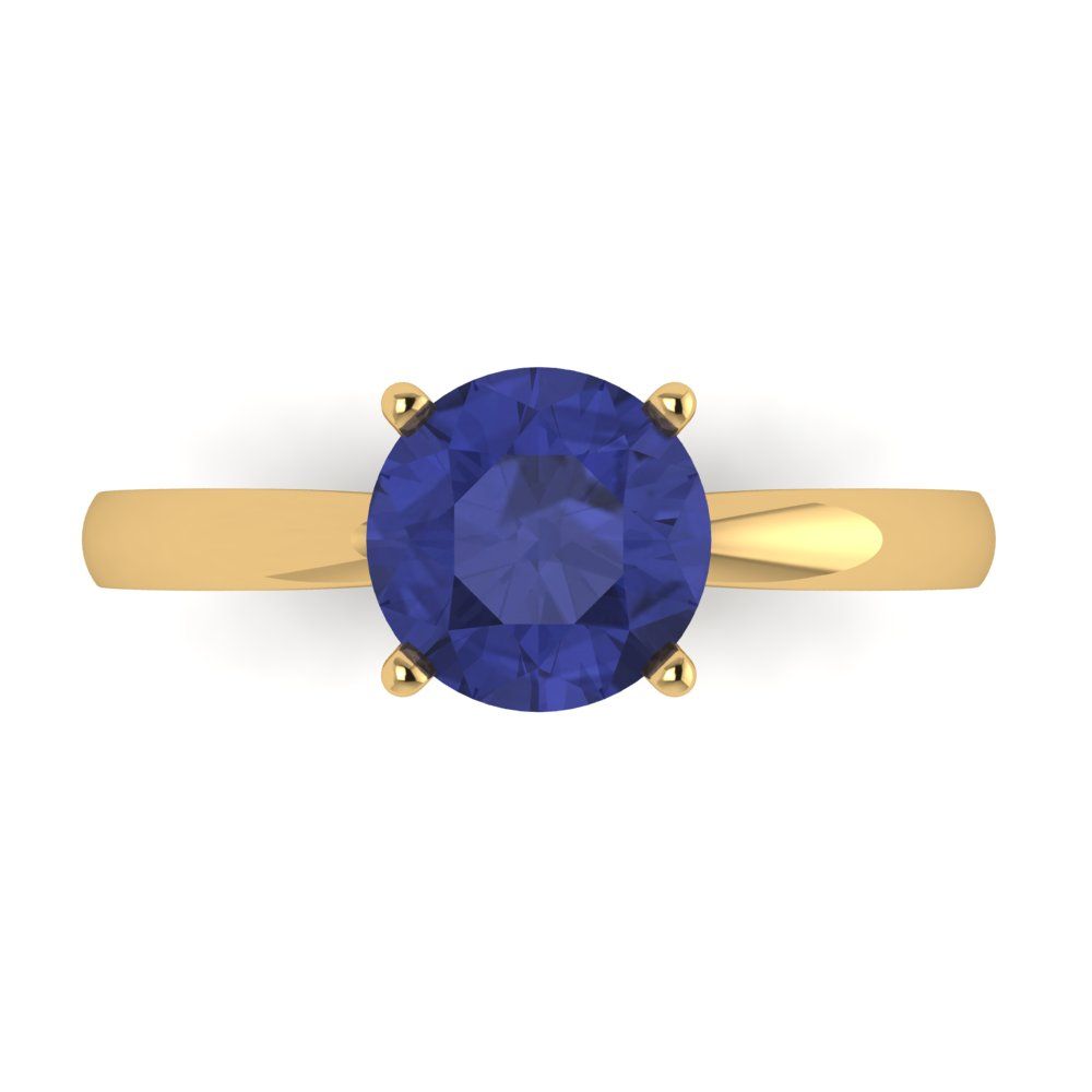 1.5 cttw Simulated Tanzanite Solitaire  Engagement Ring - Solid Gold (Round Cut,7.5mm)
