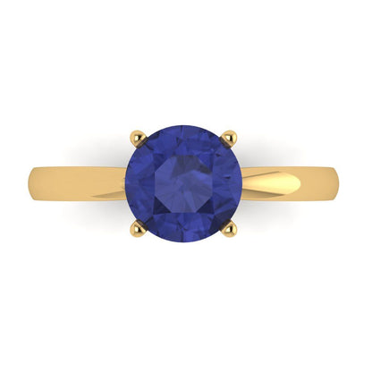 1.5 cttw Simulated Tanzanite Solitaire  Engagement Ring - Solid Gold (Round Cut,7.5mm)