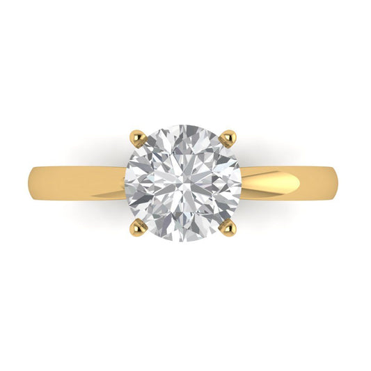 1.5 cttw Zirconia Simulated Diamond Solitaire  Engagement Ring - Solid Yellow Gold (VVS1, Round Cut,7.5mm)
