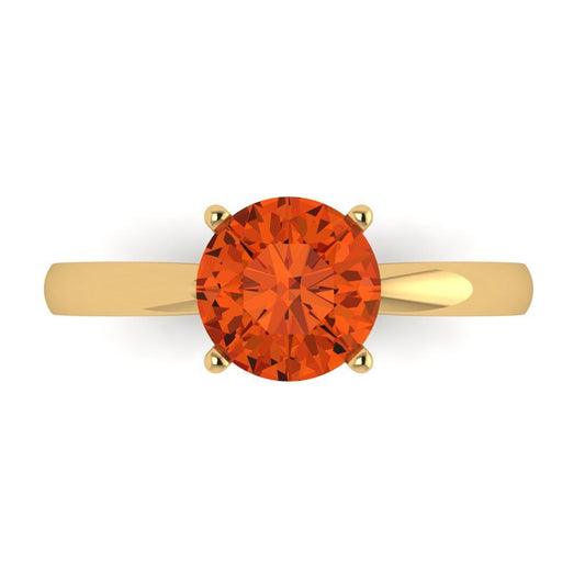 1.5 cttw Zirconia Simulated Red Diamond Solitaire  Engagement Ring - Solid Yellow Gold (VVS1, Round Cut,7.5mm)