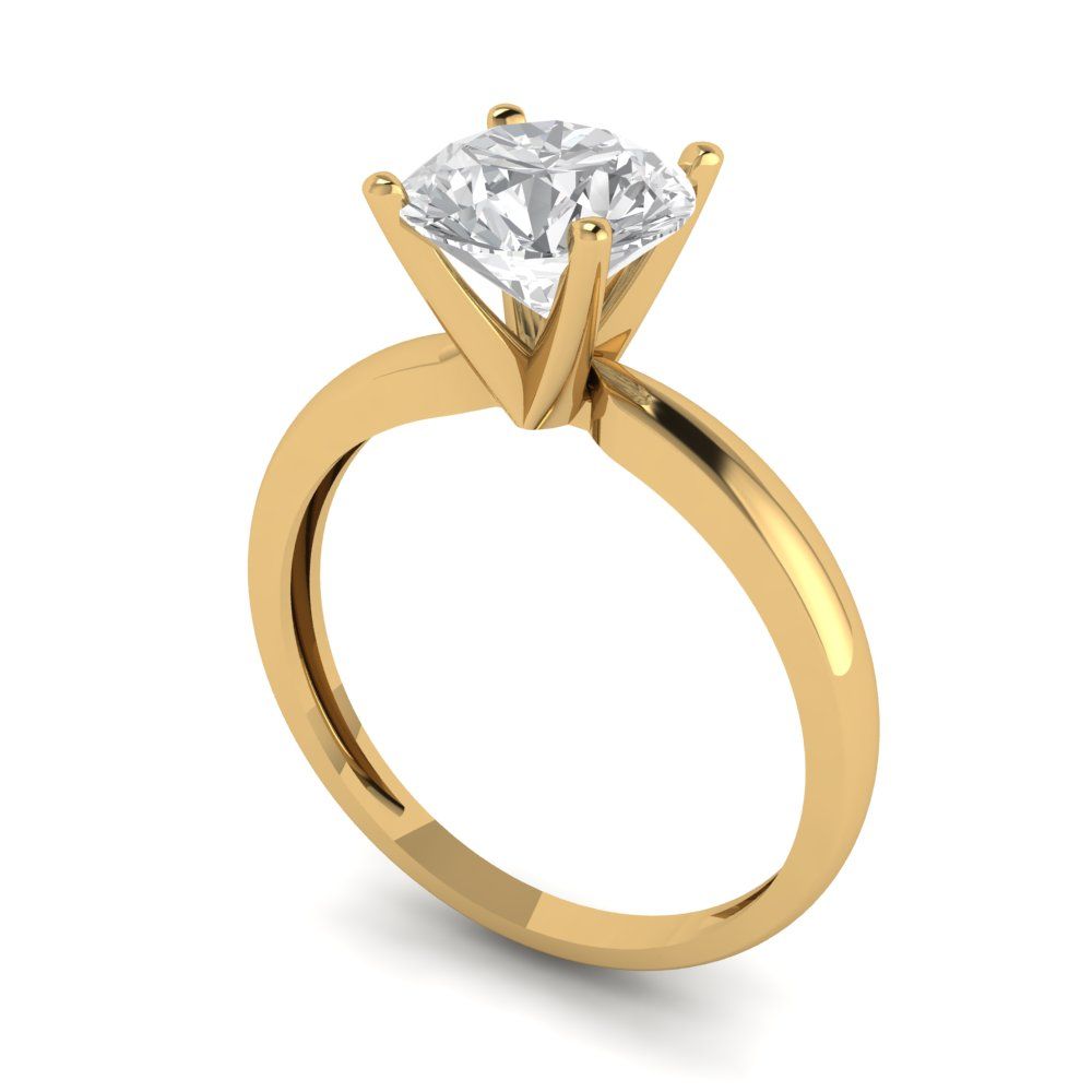1.5 cttw White Sapphire Solitaire  Engagement Ring - Solid Gold (Round Cut,7.5mm)