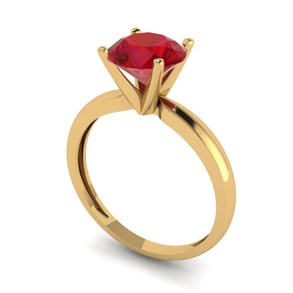 1.5 cttw Simulated Pink Tourmaline Solitaire  Engagement Ring - Solid Gold (Round Cut,7.5mm)