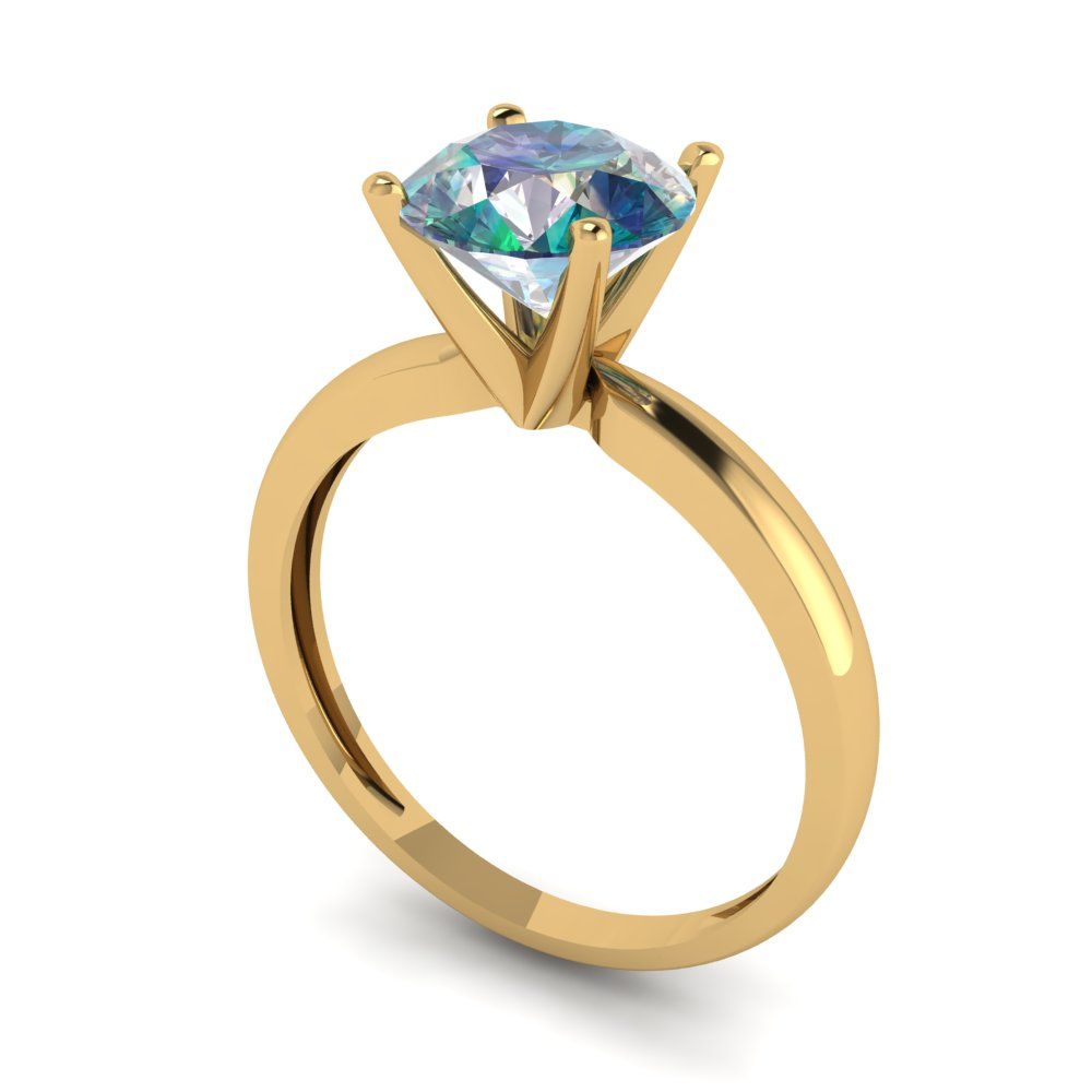 1.5 cttw Blue Moissanite Solitaire  Engagement Ring - Solid Gold (Round Cut,7.5mm)