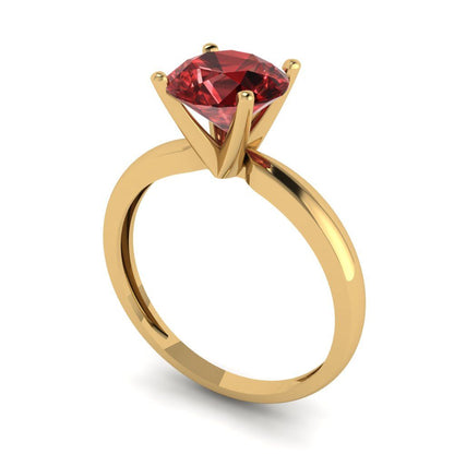 1.5 cttw Natural Garnet Solitaire  Engagement Ring - Solid Gold (Round Cut,7.5mm)