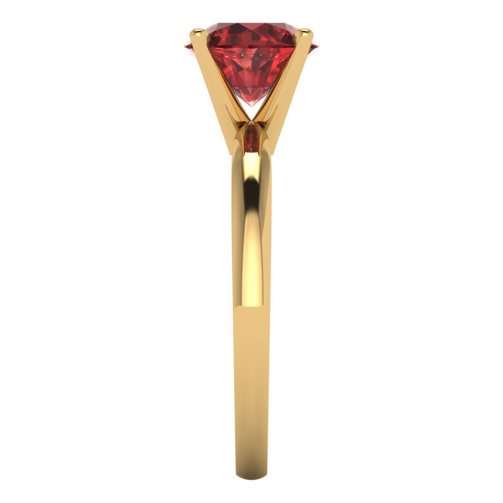 1.5 cttw Natural Garnet Solitaire  Engagement Ring - Solid Gold (Round Cut,7.5mm)
