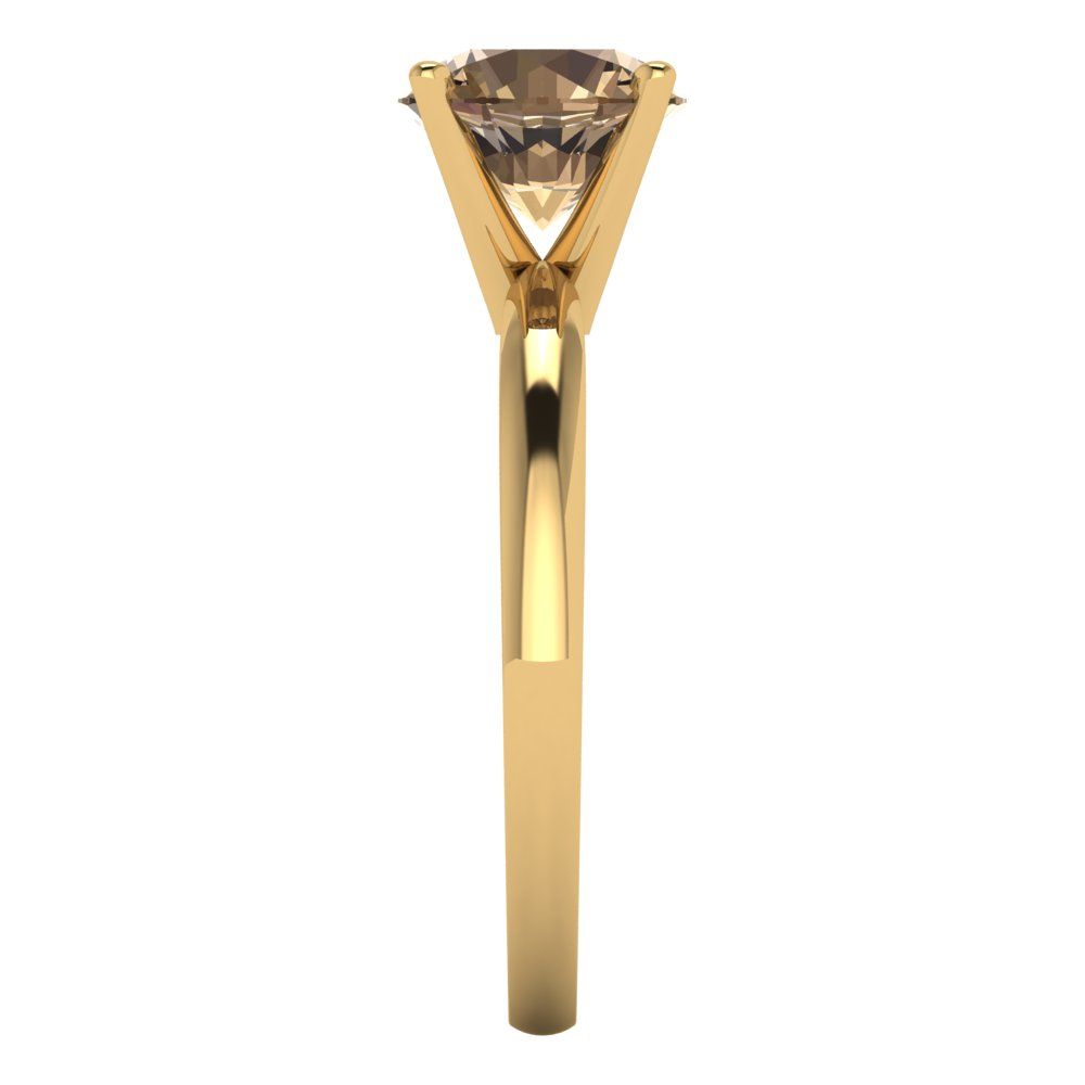 1.5 cttw Zirconia Simulated Champagne Diamond Solitaire  Engagement Ring - Solid Gold (VVS1, Round Cut,7.5mm)