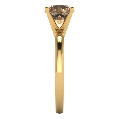 1.5 cttw Zirconia Simulated Champagne Diamond Solitaire  Engagement Ring - Solid Gold (VVS1, Round Cut,7.5mm)