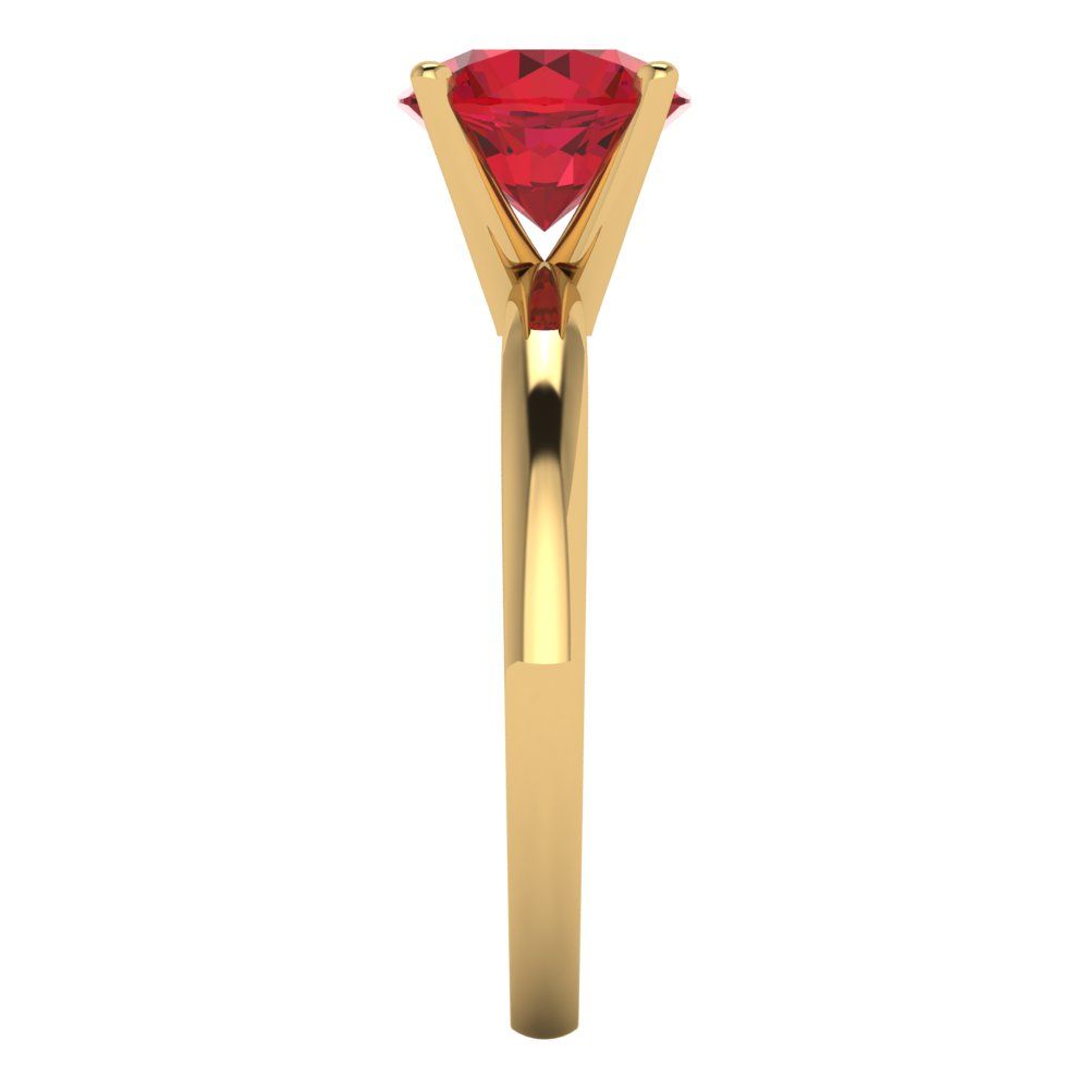 1.5 cttw Simulated Pink Tourmaline Solitaire  Engagement Ring - Solid Gold (Round Cut,7.5mm)