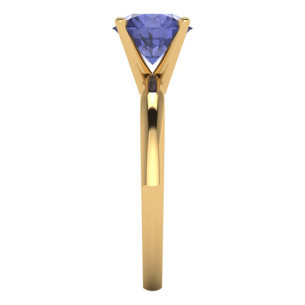 1.5 cttw Simulated Tanzanite Solitaire  Engagement Ring - Solid Gold (Round Cut,7.5mm)