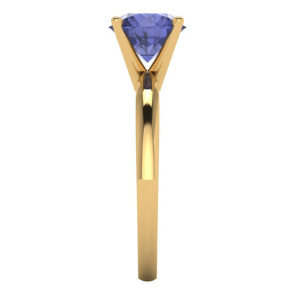 1.5 cttw Simulated Tanzanite Solitaire  Engagement Ring - Solid Gold (Round Cut,7.5mm)