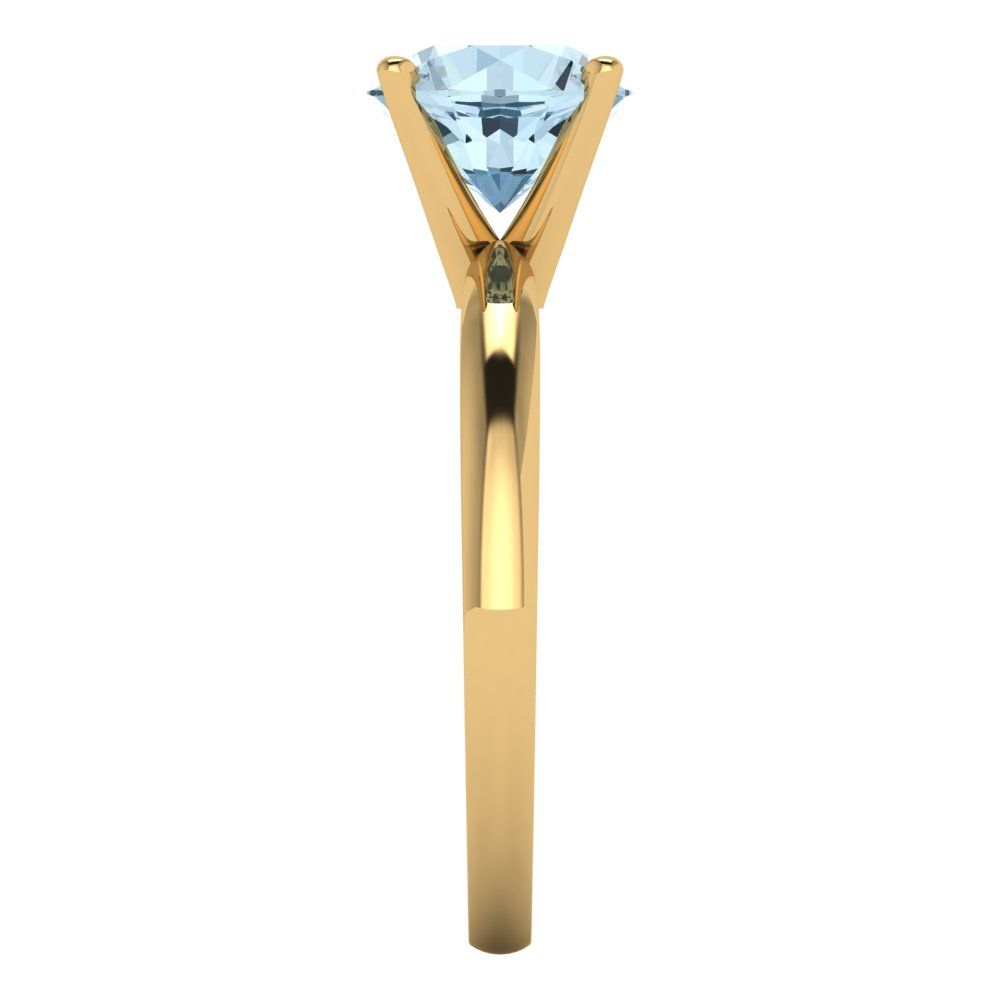 1.5 cttw Natural Aquamarine Solitaire  Engagement Ring - Solid Gold (Round Cut,7.5mm)