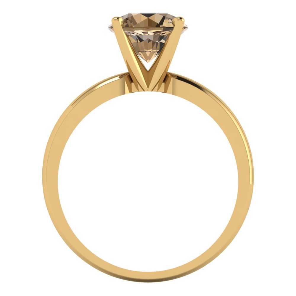 1.5 cttw Zirconia Simulated Champagne Diamond Solitaire  Engagement Ring - Solid Gold (VVS1, Round Cut,7.5mm)