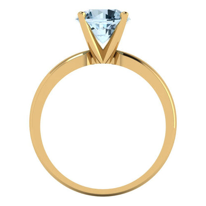 1.5 cttw Natural Sky Blue Topaz Solitaire  Engagement Ring - Solid Gold (Round Cut,7.5mm)