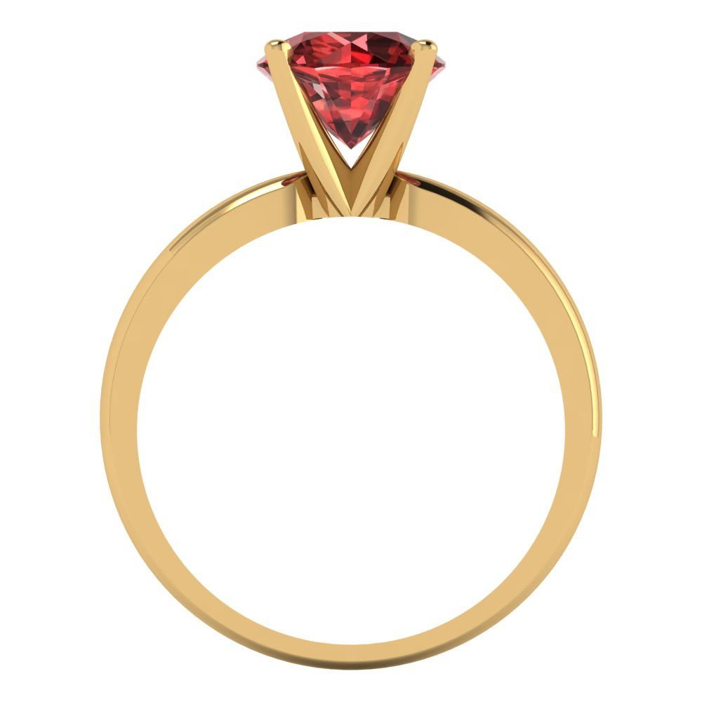 1.5 cttw Natural Garnet Solitaire  Engagement Ring - Solid Gold (Round Cut,7.5mm)