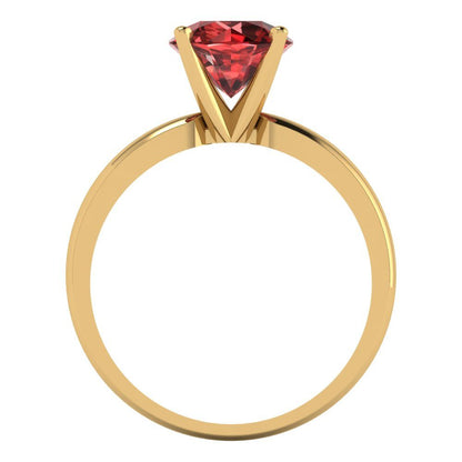 1.5 cttw Natural Garnet Solitaire  Engagement Ring - Solid Gold (Round Cut,7.5mm)