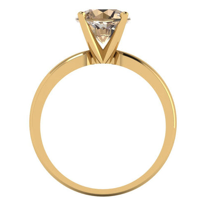 1.5 cttw Yellow Moissanite Solitaire  Engagement Ring - Solid Gold (Round Cut,7.5mm)