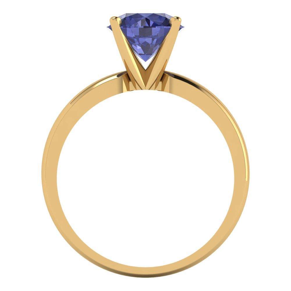 1.5 cttw Simulated Tanzanite Solitaire  Engagement Ring - Solid Gold (Round Cut,7.5mm)