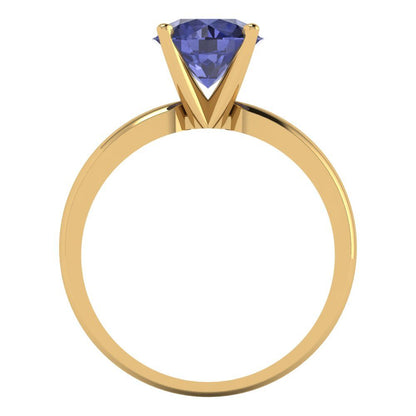 1.5 cttw Simulated Tanzanite Solitaire  Engagement Ring - Solid Gold (Round Cut,7.5mm)