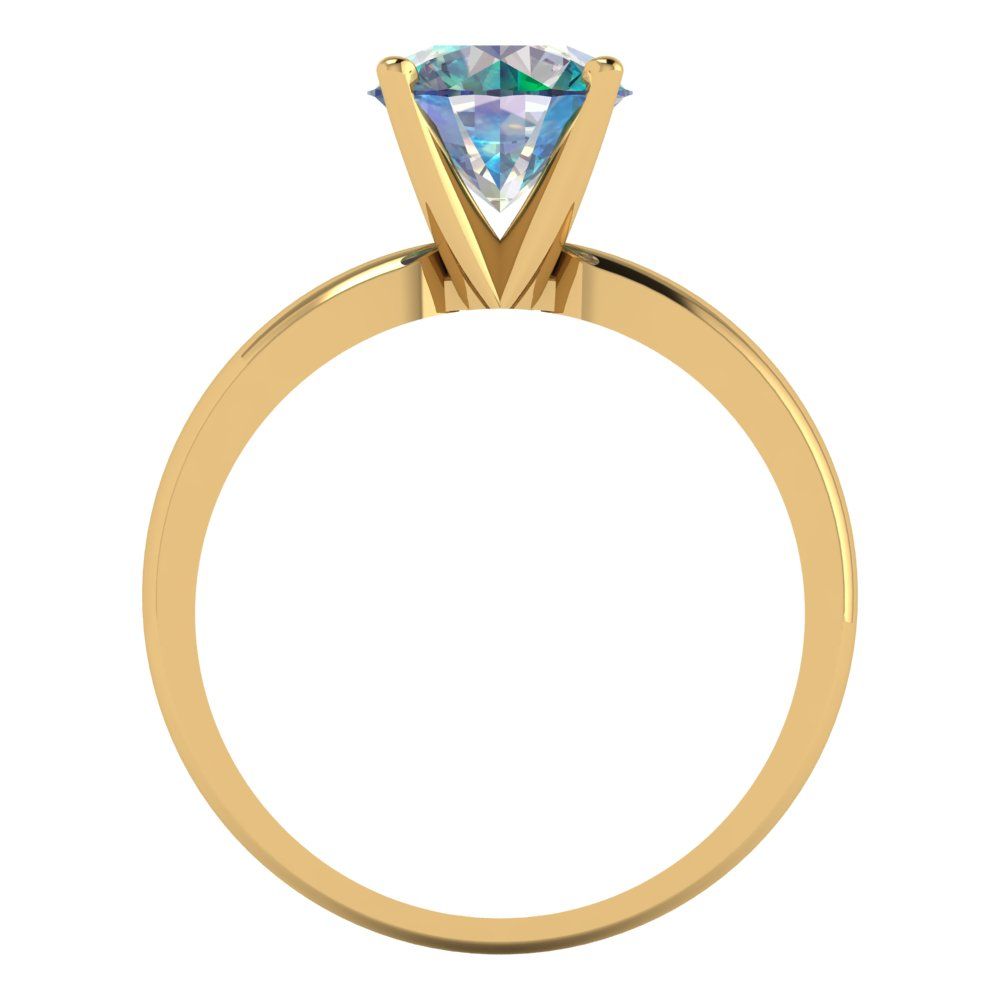 1.5 cttw Blue Moissanite Solitaire  Engagement Ring - Solid Gold (Round Cut,7.5mm)