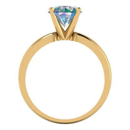 1.5 cttw Blue Moissanite Solitaire  Engagement Ring - Solid Gold (Round Cut,7.5mm)