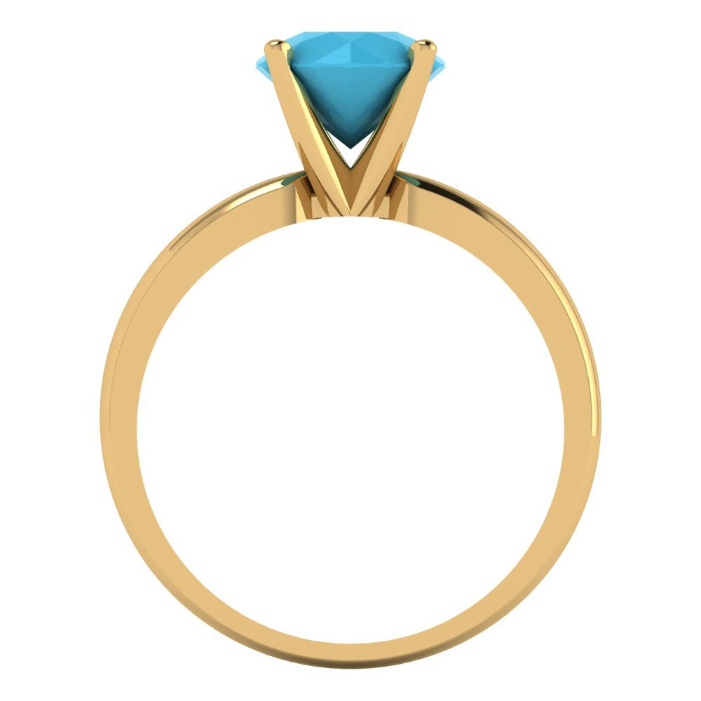 1.5 cttw Simulated Turquoise Solitaire  Engagement Ring - Solid Gold (Round Cut,7.5mm)