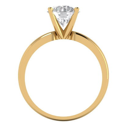 1.5 cttw White Sapphire Solitaire  Engagement Ring - Solid Gold (Round Cut,7.5mm)