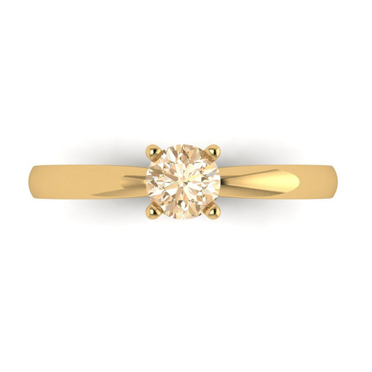 0.5 cttw Natural Morganite Solitaire  Engagement Ring - Solid Yellow Gold (VVS1, Round Cut,5.0mm)