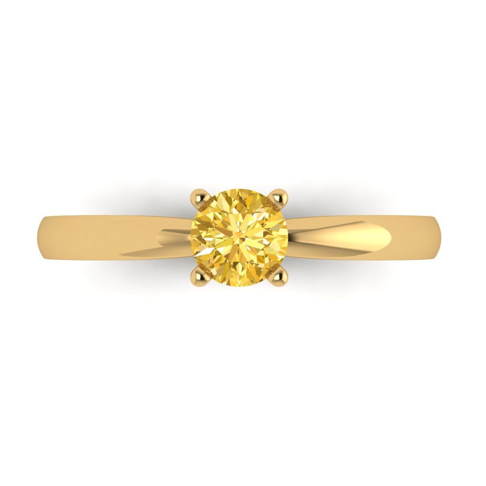 0.5 cttw Zirconia Simulated Yellow Diamond Solitaire  Engagement Ring - Solid Gold (VVS1, Round Cut,5.0mm)