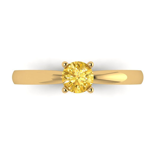 0.5 cttw Natural Citrine Solitaire  Engagement Ring - Solid Yellow Gold (VVS1, Round Cut,5.0mm)