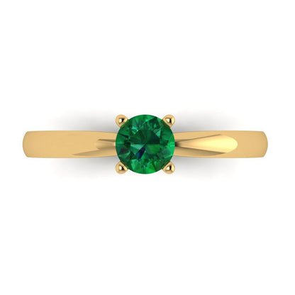 0.5 cttw Simulated Emerald Solitaire  Engagement Ring - Solid Gold (Round Cut,5.0mm)